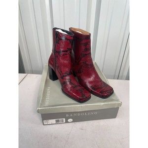 Bandolino Women's Red & Black Leather Snake Skin Boots Size 9 M Made in Brazil